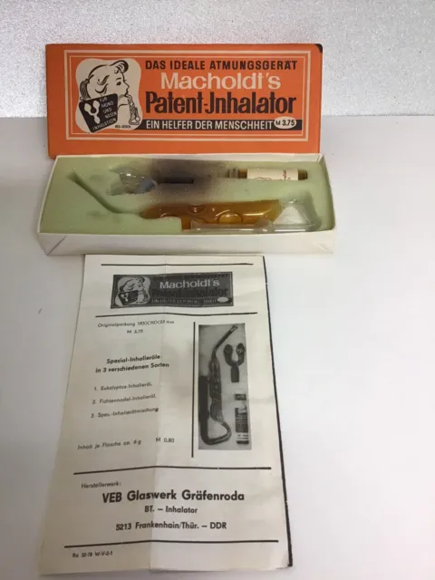 Vinatge Macholdt‘s Patent Inhalator OVP DDR Atmungsgerät 70er Jahre