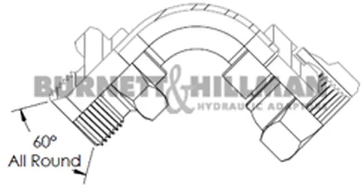 Burnett & Hillman Bsp Mâle X Pivot Femelle 90° Swept Coude Hydraulique Fixation 2