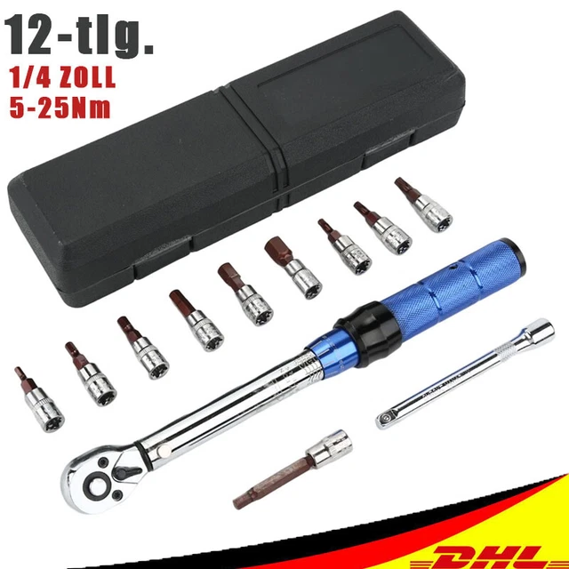 Drehmomentschlüssel 1/4" Ratsch 5-25nm Werkzeug Set Fahrrad Bike Reparatur Set