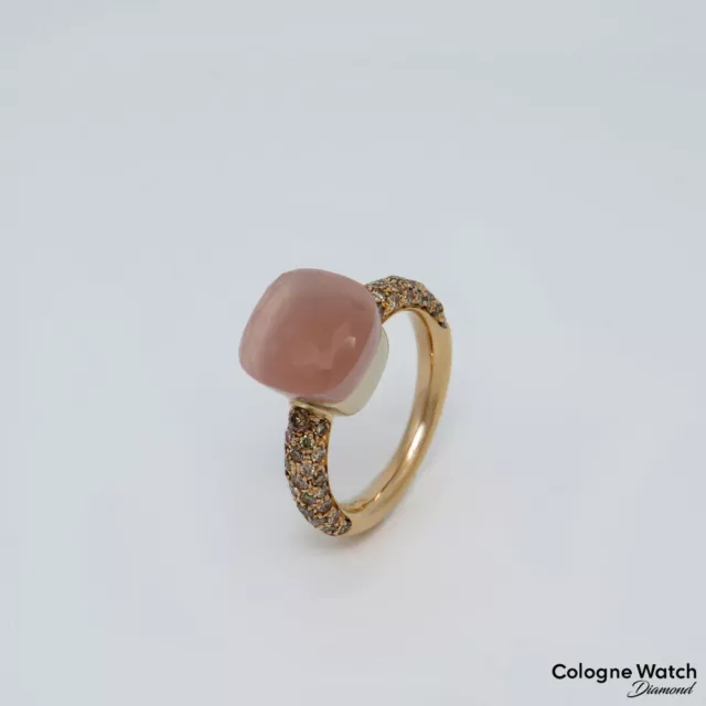 Pomellato Nudo Ring mit Diamant und Rosenquarz Besatz in 750/18K Rosegold