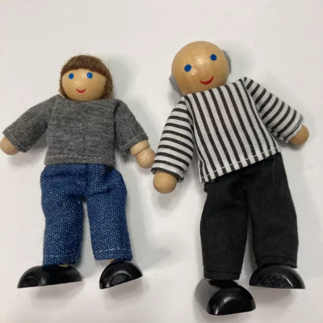 Melissa & Doug Grandpa & Boy  Wooden Dollhouse Dolls Figures Ryan's Room Posable