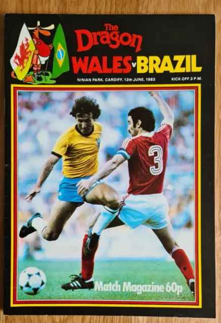 Wales v Brazil; Friendly Football International Match Programme; 12 June 1983