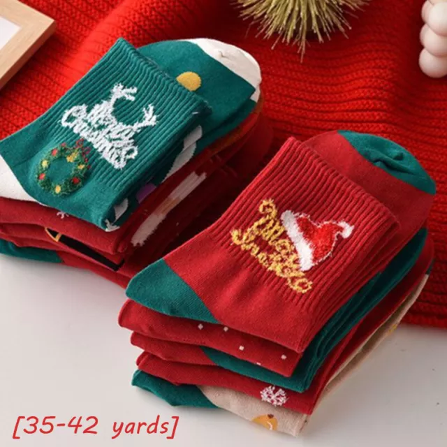 1 Pair Christmas Socks Cotton Cartoon Warm Cute Ladies Girls Socks Printed So St