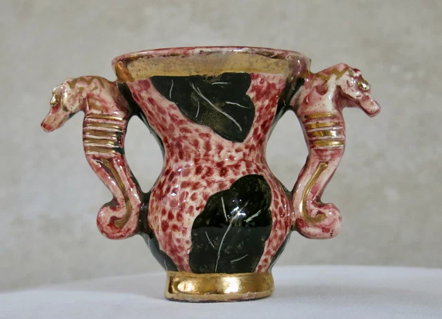 VASE HIPPOCAMPE, ancien vase céramique avec 2 hippocampes, Vallauris ? signé ?