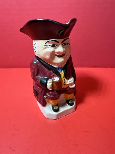 Devonmoor England Art Pottery Creamer Toby Jug Traditional Figure Maroon Jacket