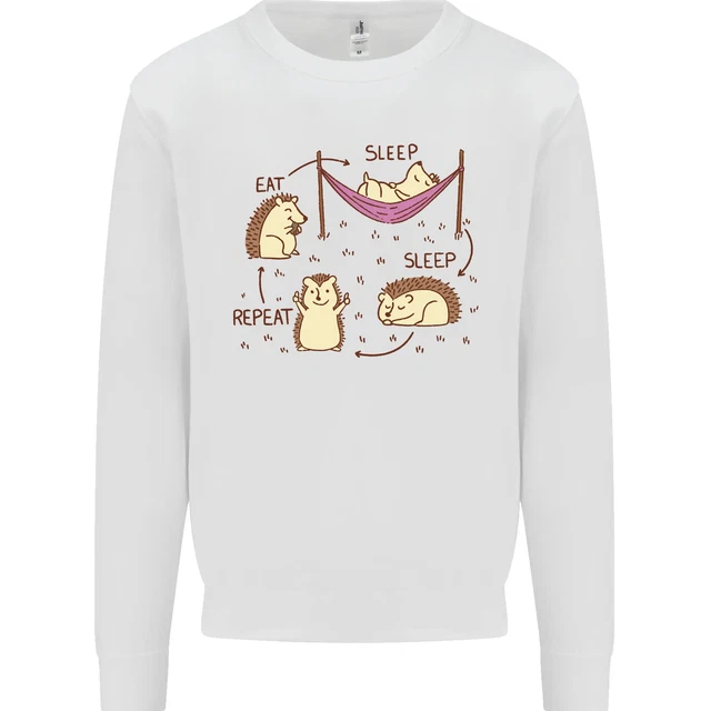 Funny Hedgehog Eat Sleep Repeat Lover Kids Sweatshirt Jumper