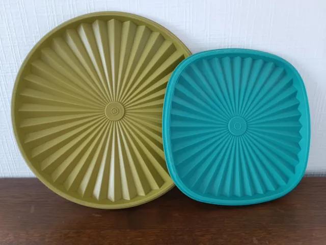 Lot de 2 couvercles Modèle soleil tupperware vintage grands formats