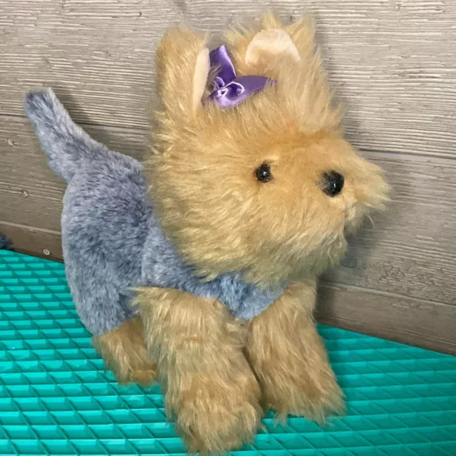 Yorkshire Terrier Yorkie Puppy Dog Plush Stuffed Animal 9" Grey Tan Brown Eyes