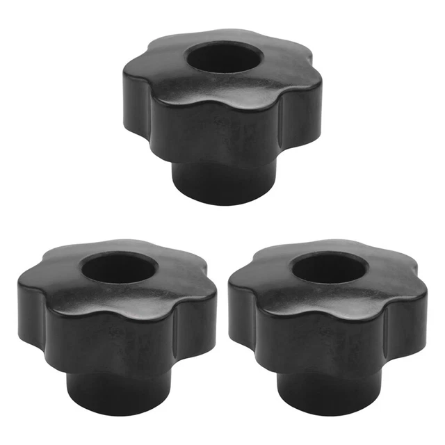 3PCS M10 10mm Dia Thread Black Plastic Star Head Clamping Knob Grip U1K1