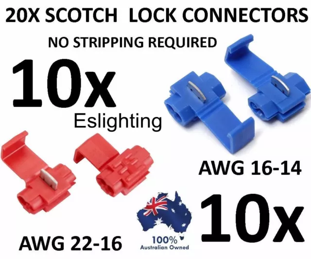 20Pcs Wire Connector Scotch Lock Quick Splice Red And Blue Wire Terminals