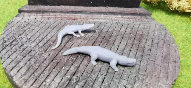 2er Set 1/87 Krokodil Aligator Tier Figur Zoo Park Diorama H0 HO unbemalt Resin