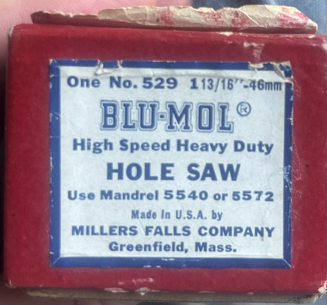 Attention Old Tool Collectors! Miller’s Falls Vintage Blu-Mol Hole Saw! See Pics