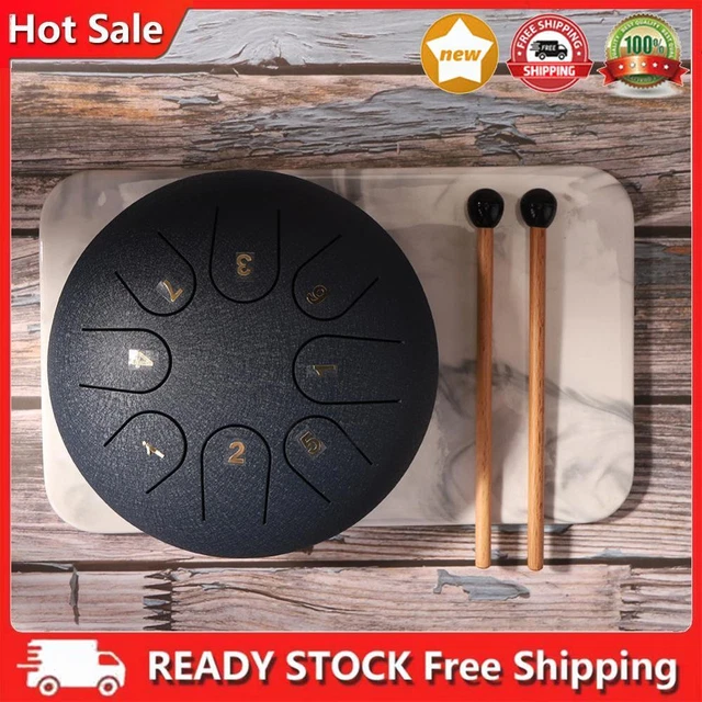 TTSAM 6 Zoll Ethereal Steel Tongue Drum 8 Tune Hand Pan Drum Tank mit Schl?eln D