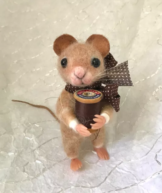 Needle Felted Mouse Brownie New Wool Handmade 