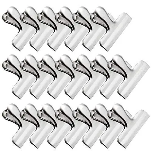 20 Pack Metal Chip Clips - OAMCEG 3 Inch Wide Stainless Steel Food Bag Large