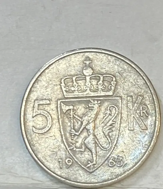 Norway  1963 ,  Five 5  Kroner , Excellent Coin