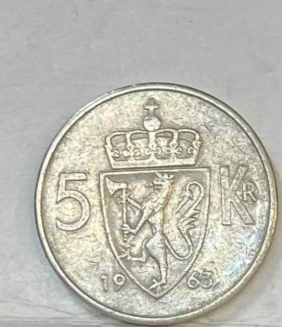 Norway  1963 ,  Five 5  Kroner , Excellent Coin
