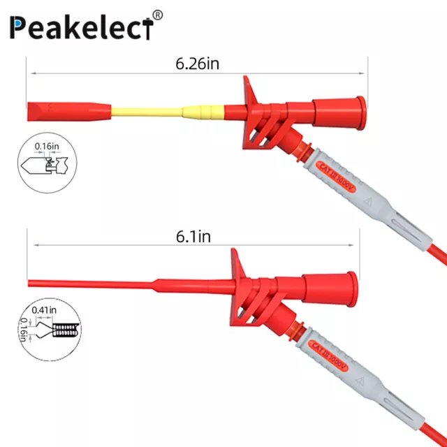 Multimeter Test Lead Kit 4mm Banana Plug Alligator Clip Wire Piercing Probe 2