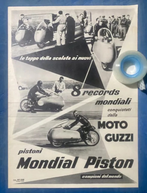 Rara Pubblicità Moto GUZZI  8 Records Mondiali del 1956