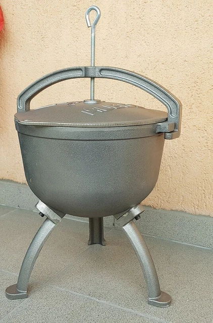 Gußeisenkessel 7l Gusseisen Kessel Grill Feuerkessel Deckelheber Dutch Oven