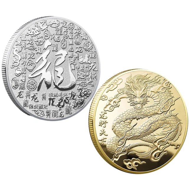 10PCS YEAR OF The Dragon 2024 Zodiac Sign Lucky Coin,Chinese