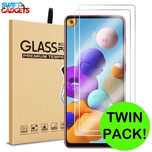 For Samsung Galaxy A21 A21s Tempered Glass Screen Protector Cover Twin Pack
