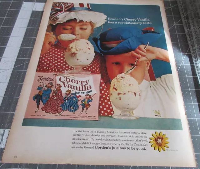 1965 Cherry Vanilla Ice Cream Bordens revolutionary taste, Vintage Print Ad