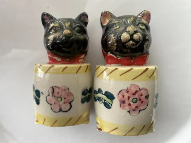 Vintage Black Cat Salt and Pepper Shakers Japan