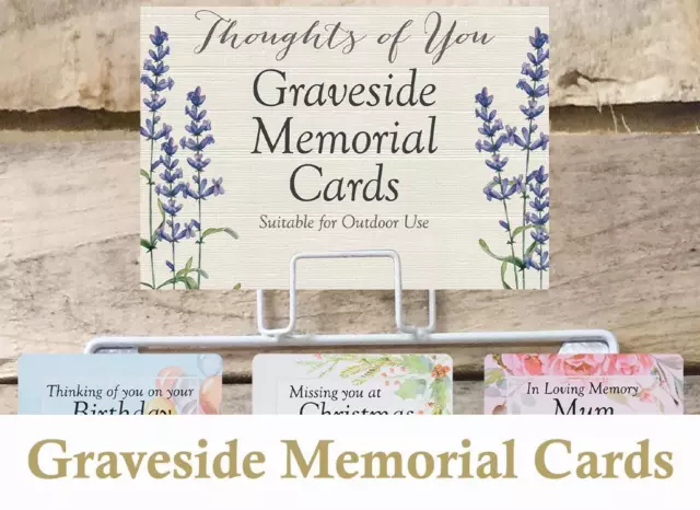 Graveside Waterproof Memorial Card, In Loving Memory Rainbow Mum Dad Friend etc.