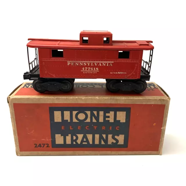 LIONEL 2472  Postwar O-27 Gauge Red Caboose w/ Box & Insert ~ 1946