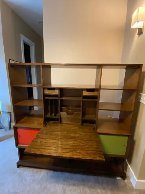 Milo Baughman for Drexel Room Separator Combined Drop Down Desk and Bookshelf