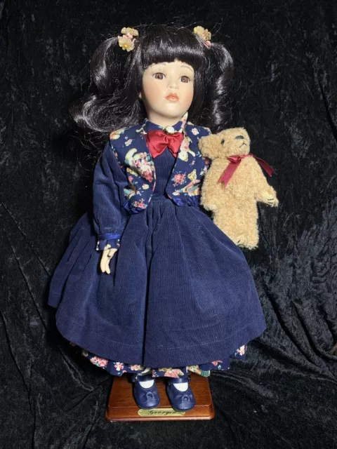 Porcelain Doll "Georgia" Alberon Collection 18"/46 cm Stand included 1999