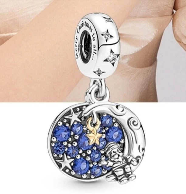 Authentic Pandora Charm Santa Claus On The Moon Dangle Charm 769648C01