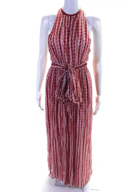 Thomas Wylde Women's Round Neck Sleeveless Abstract Maxi Dress Red Size XS