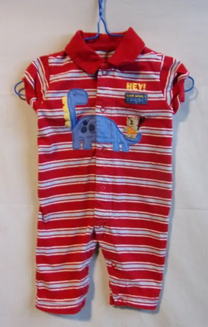 Carters Child of Mine Boy's One Piece Red, Blue Stripe Romper Size 0-3 Months