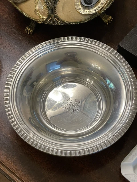Sterling Silver Nut Bowl -Monogrammed “EBC”- VINTAGE