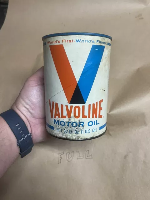 Full Valvoline Motor Oil SAE 20 1 Quart Oil Can Qt Standard Sign Advertising 3