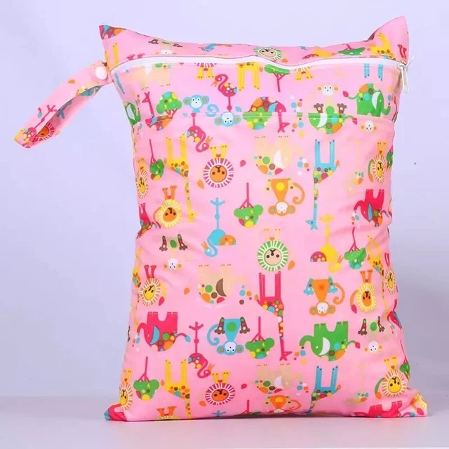 Reusable cloth nappy diaper wet swimmer double zipper bag 4