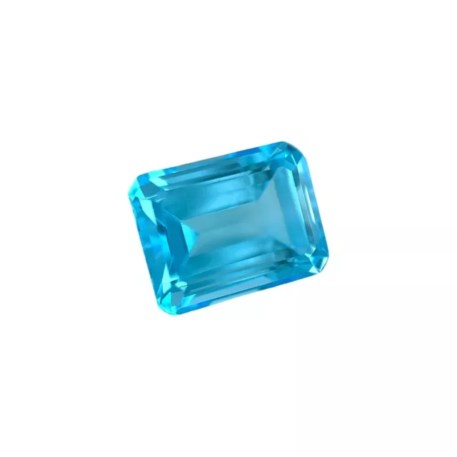 NATURAL 9x7mm Swiss Blue Topaz Emerald Octagonal Cut 3 Carat Calibrated Gemstone 2