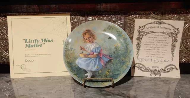 Mother Goose Series Collector Plate, Little Miss Muffet, John McClelland Reco
