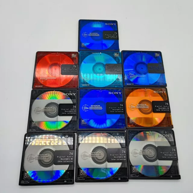 10x Sony Minidisc MD 74 Color Collection Mix Blankdisc Leer Minidisk Händler