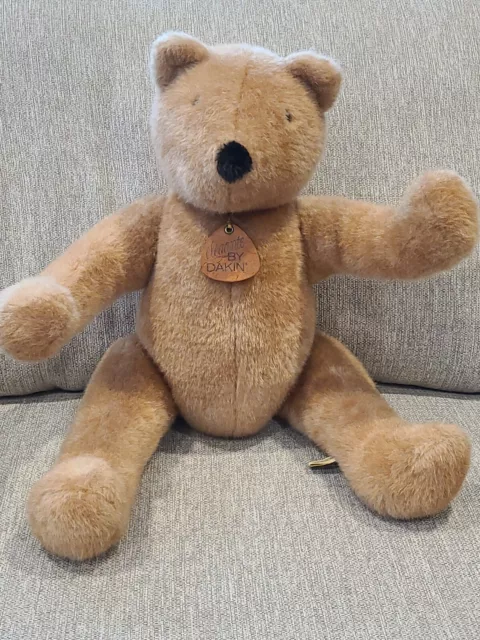 Vintage 1983 ELEGANTE BY DAKIN Tan Teddy Bear Posable Jointed Plush Stuffed 24"