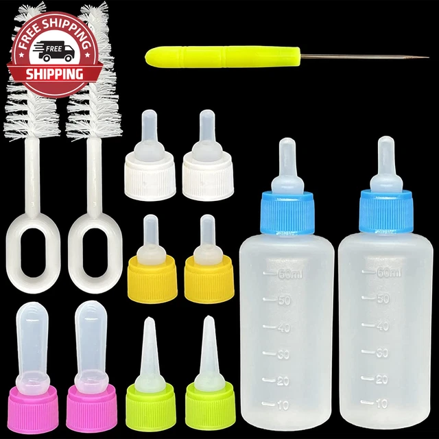 Pet Bottle Kit, Squeeze Liquid Bottle Replaceable Silicone Teat Mini Teat for Ne