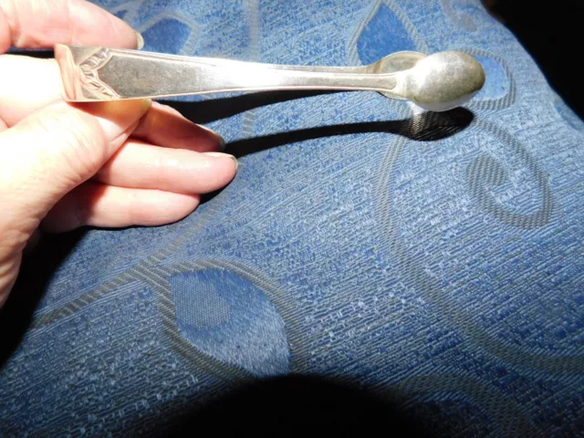 Vintage Silver Plated Sugar Tongs With Pretty Design At Top 4.75"