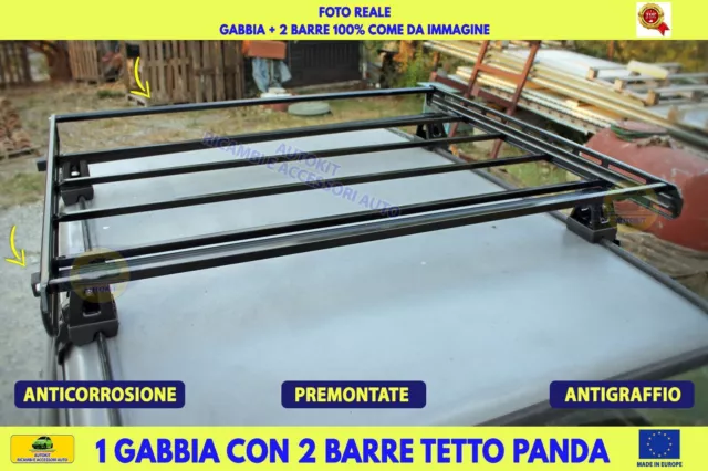 Barre Portatutto auto per Panda 141 + Gabbia Portabagagli tetto auto portapacchi