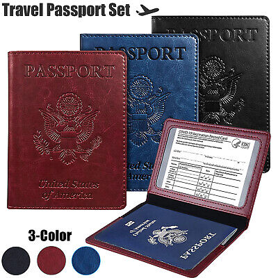 Slim Leather Passport ID Card Holder Passport Travel Wallet Blocking Case Cover