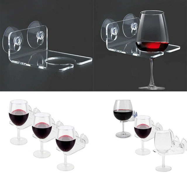 Soporte de vidrio de vino individual acrílico bañera cocina soporte de pared ventosa estante
