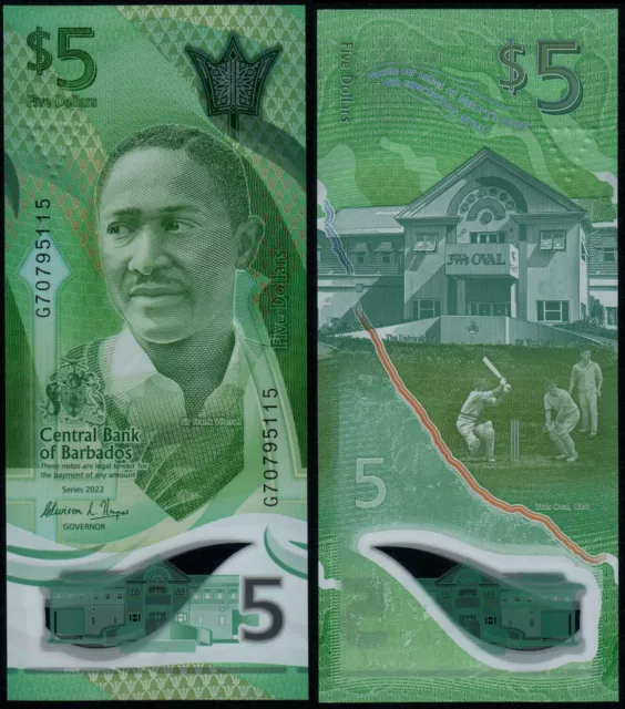 Barbados 5 Dollars (P New) 2022 Poylmer Unc