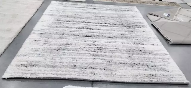 IVORY / GREY 8' X 10' Pulled Thread Rug, Reduced Price 1172737222 FNT850A-8