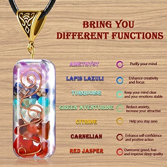 7 Chakra Natural Stone Yoga Wide Pendant Energy Necklace Reiki Healing Amulet